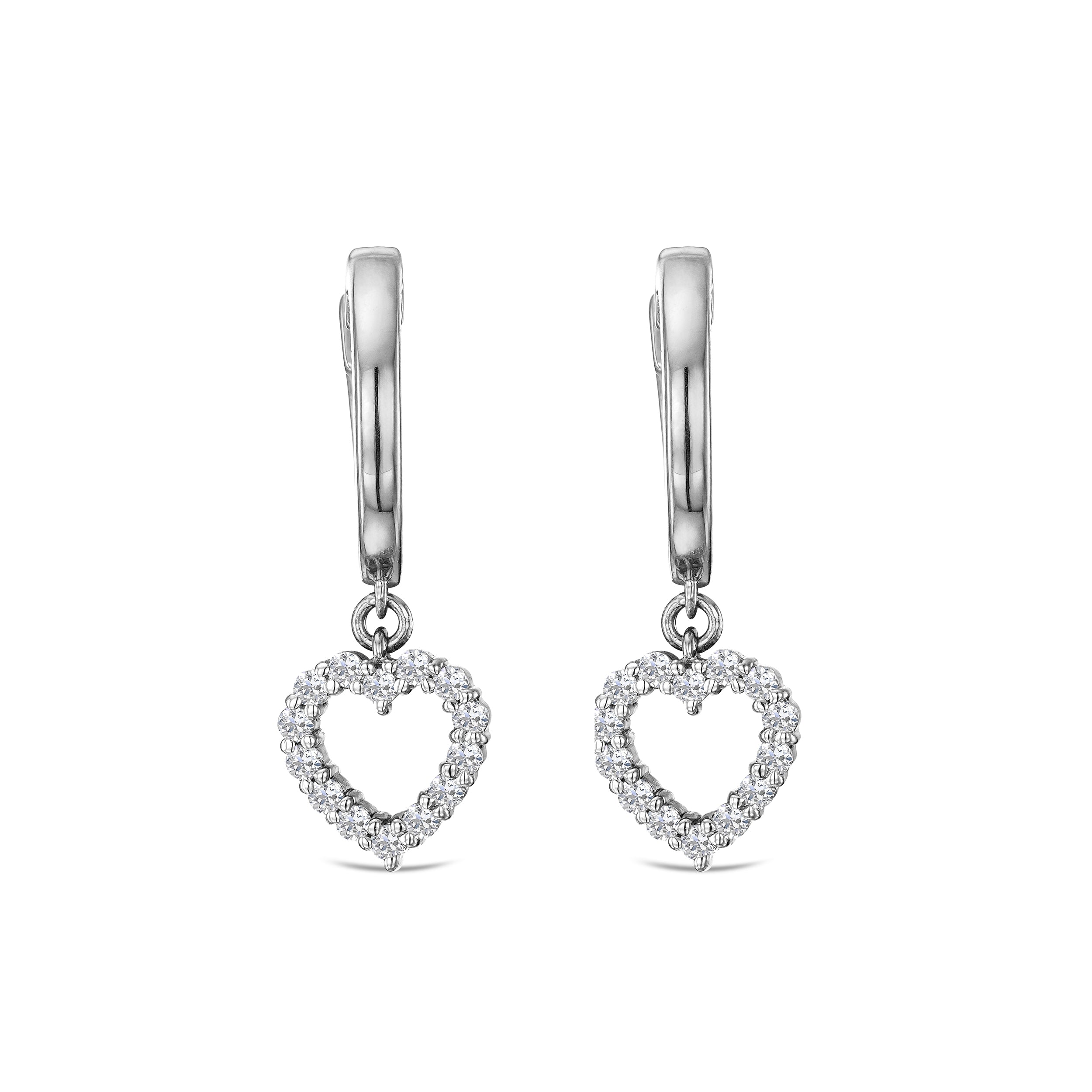 Heart Drop Huggie Lab Diamond Earrings 0.31ct in 925 Silver